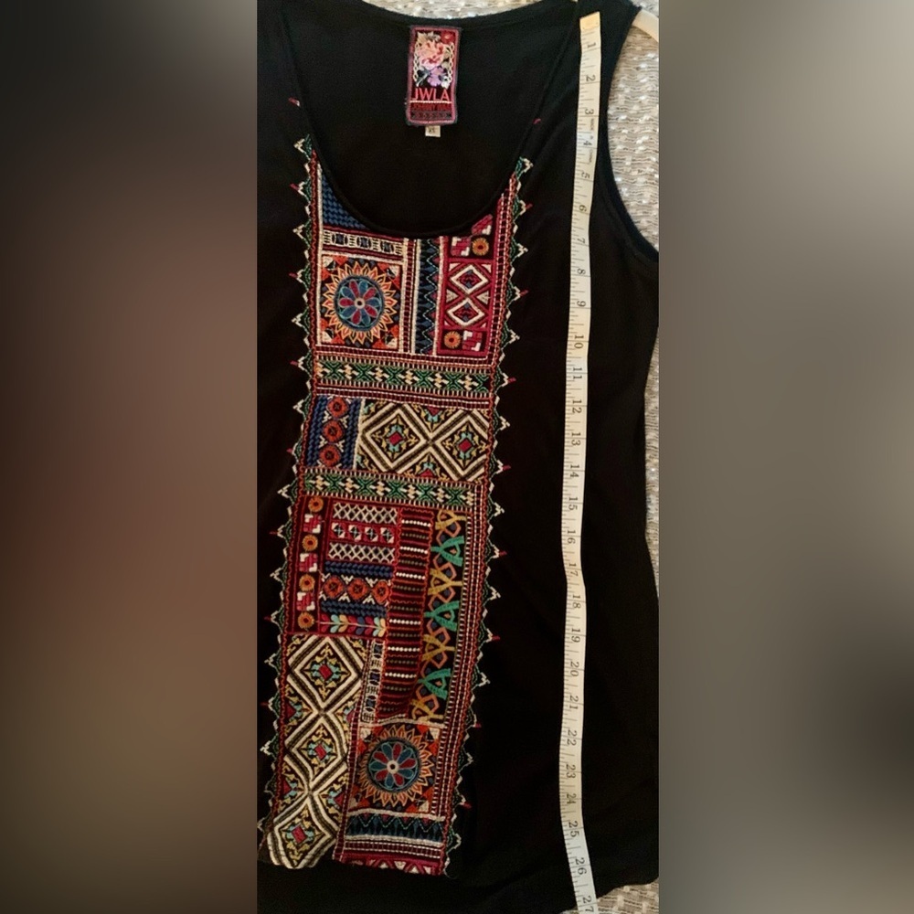 Johnny Was Black Embellished Tank Top with Vibrant Embroidery Size XS - Picture 5 of 5